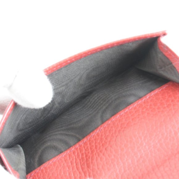 GUCCI 615525 2184 Interlocking G Bi-fold Wallet Compact W Red Leather